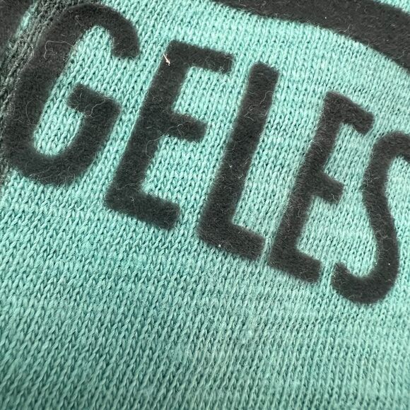 Guess‎ Denim Henley T-Shirt Men's Teal knit Short Sleeve Palm Trees LA Sz L - Picture 4 of 14